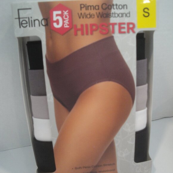 FELINA Women's Hipster Wide Waistband Pima Cotton Underwear 5 Pairs Size Small - Picture 1 of 6